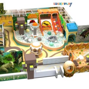 Children Indoor Playground With Jungle Dinosaur Theme Adventure Slides and Interactive Role Play Zones